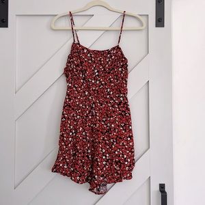 Lush Red Floral Romper
